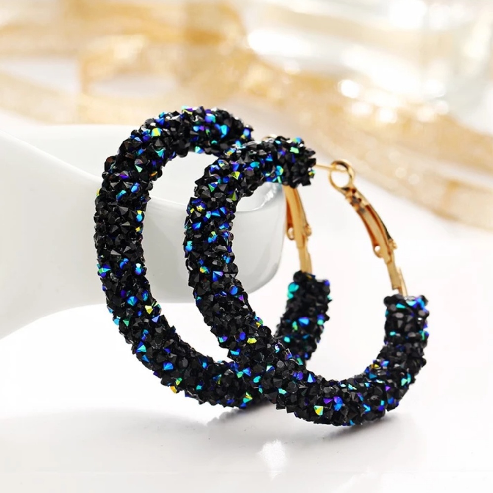✴️ "Oil Spill" Crystal hoops